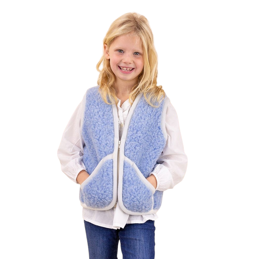 Wollen bodywarmer kind - blauw