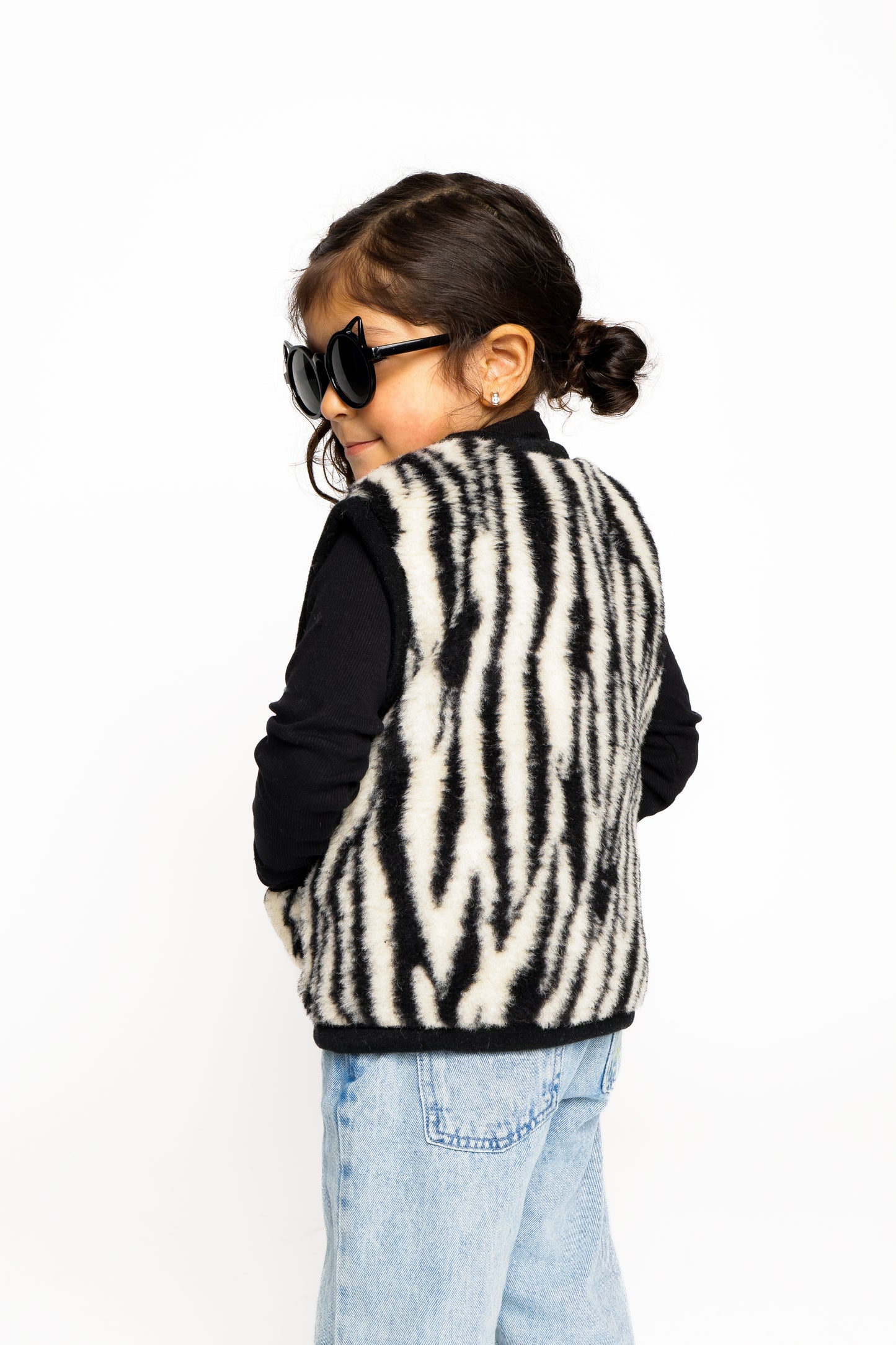 Wollen bodywarmer kind - zebra