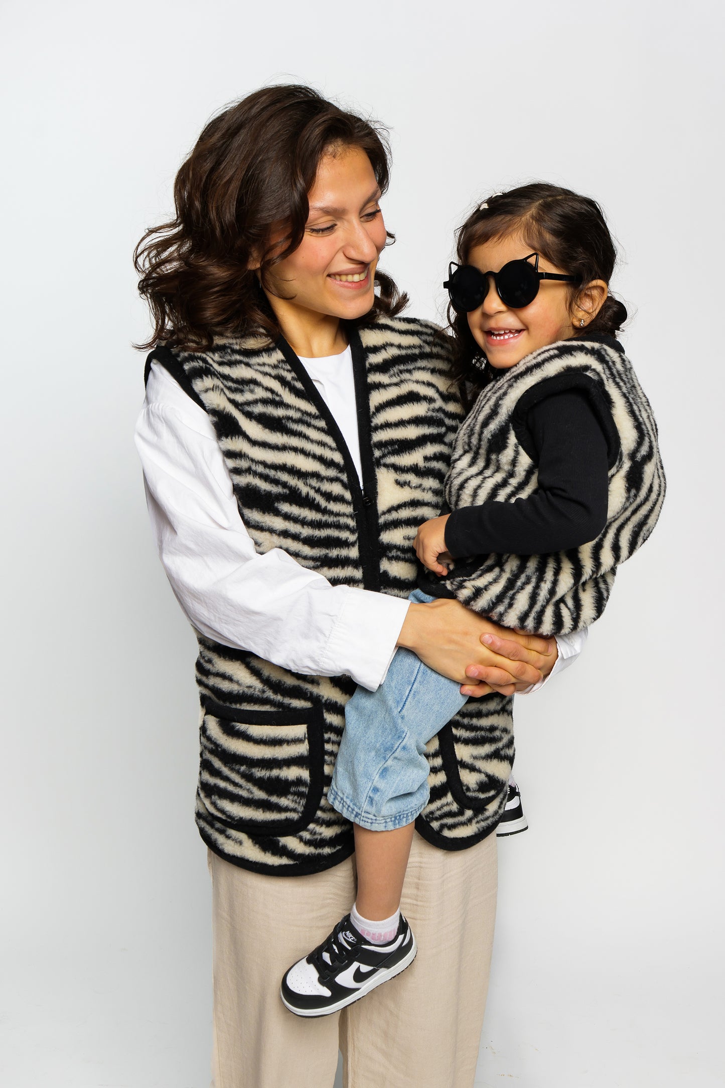 Wollen bodywarmer kind - zebra