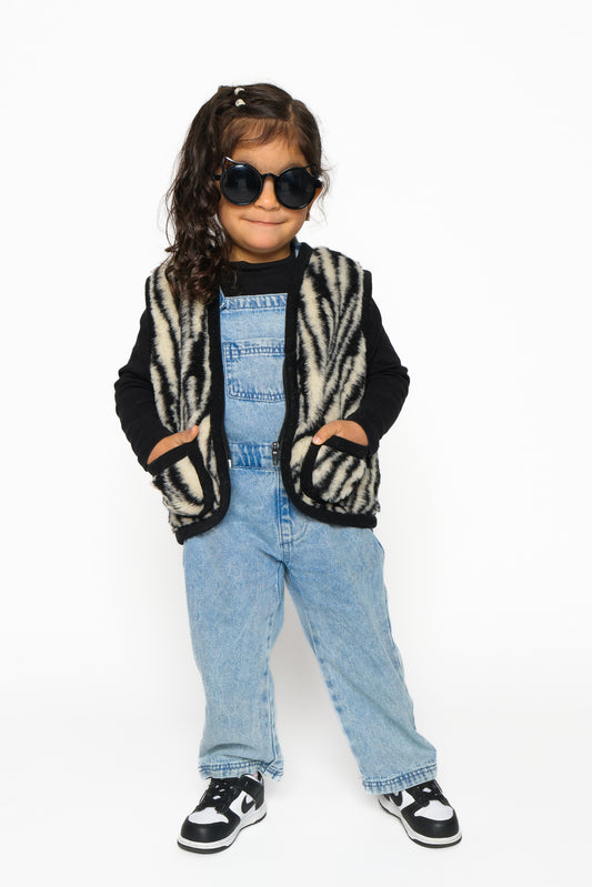 Wollen bodywarmer kind - zebra