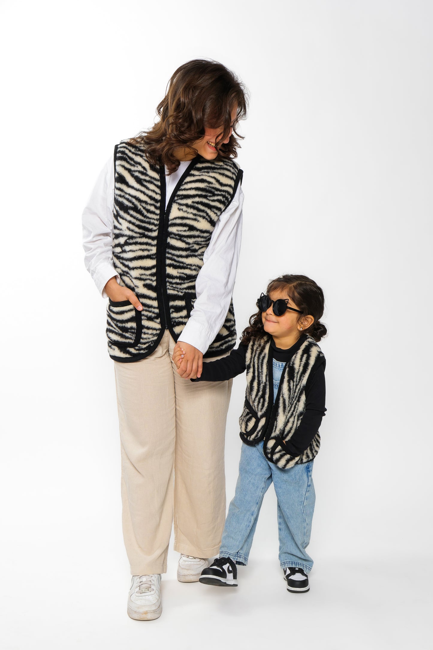 Wollen bodywarmer volwassen - zebra