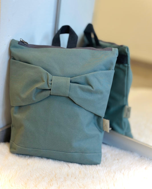 Rugtas kinderen - pastelgroen strik