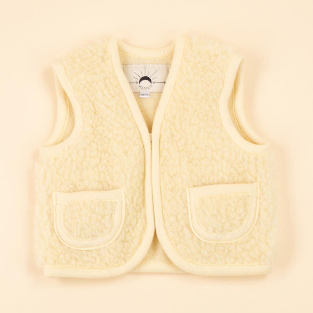 Wollen bodywarmer kind - beige