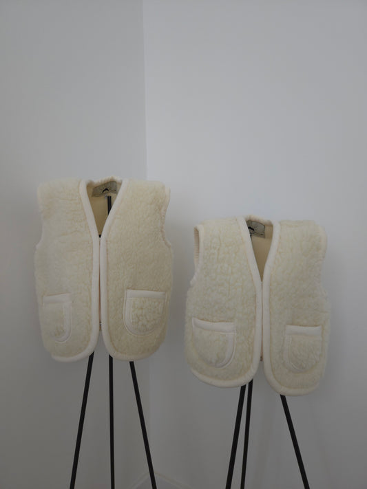 Wollen bodywarmer kind - beige